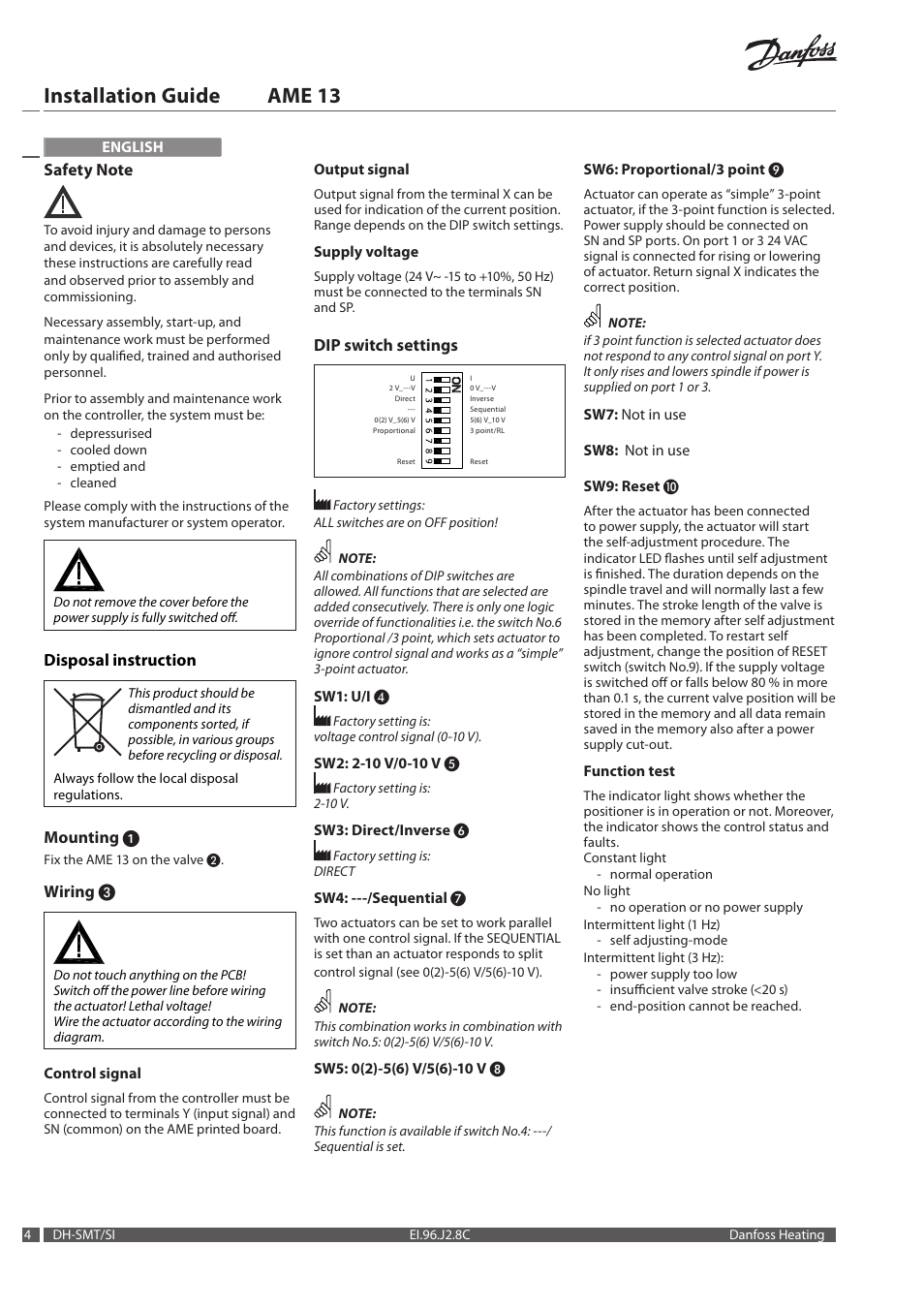 Installation guide ame 13 | Danfoss AME 13 User Manual | Page 4 / 16