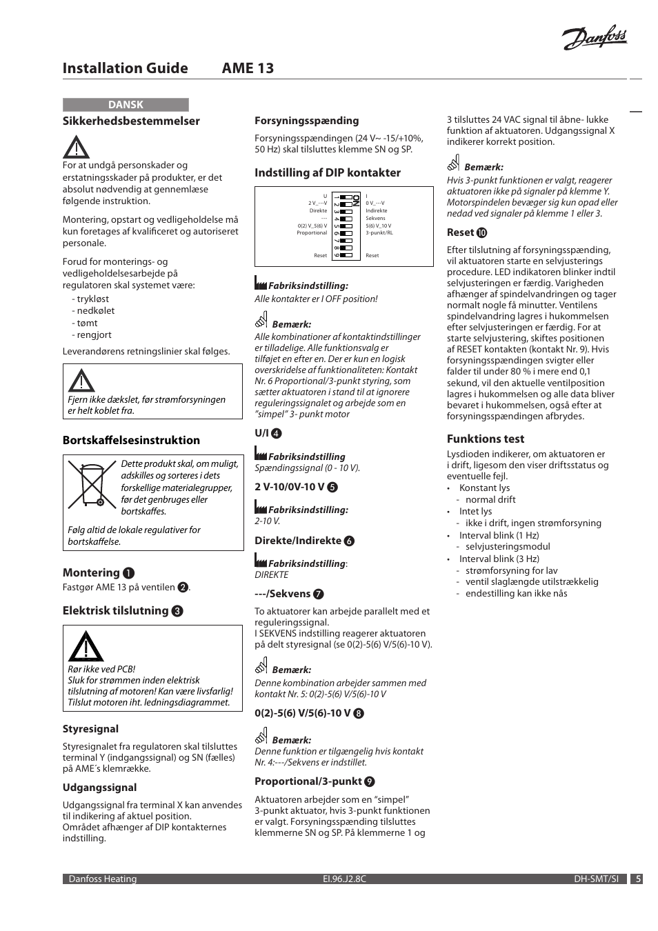 Installation guide ame 13 | Danfoss AME 13 User Manual | Page 5 / 16