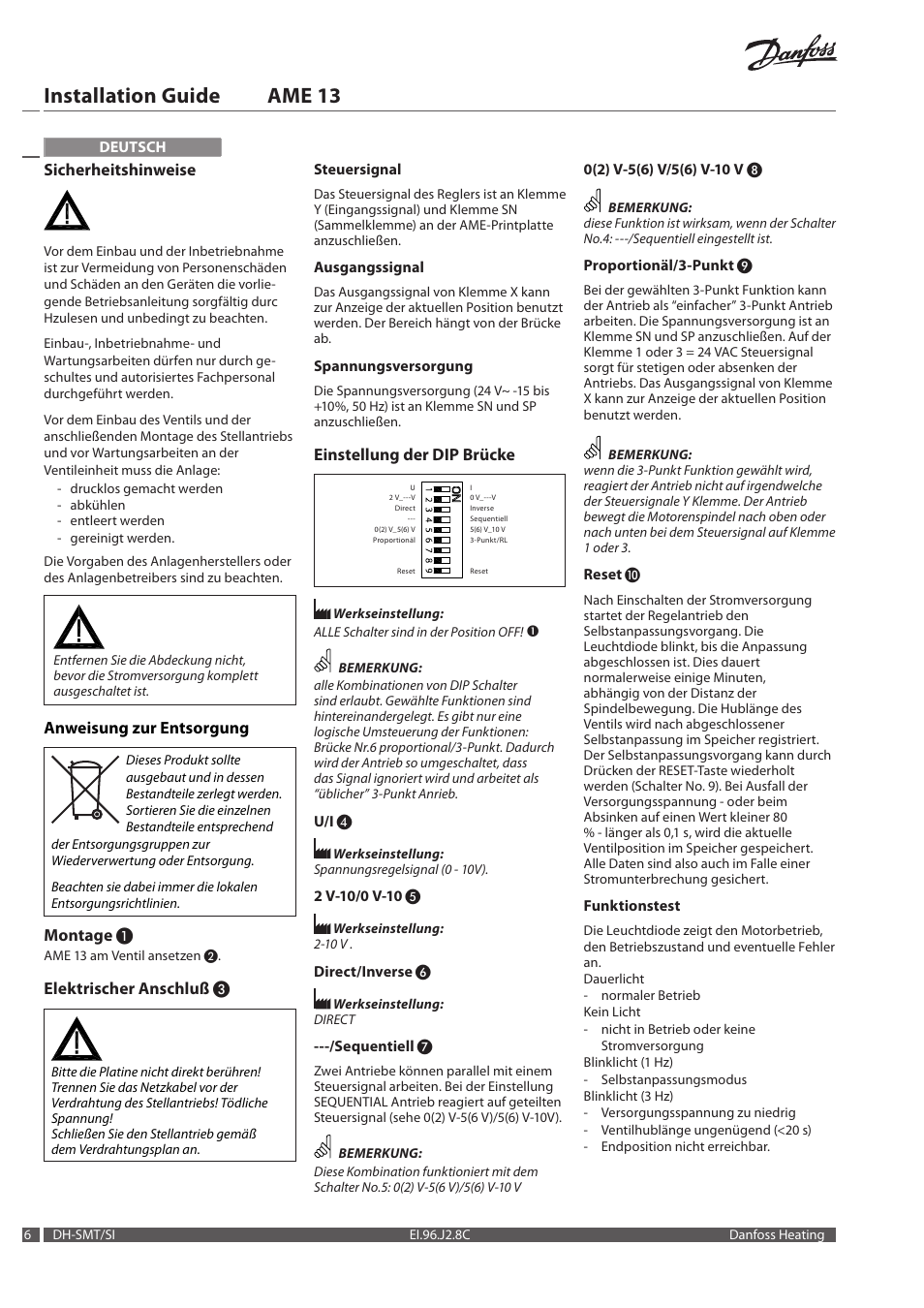 Installation guide ame 13 | Danfoss AME 13 User Manual | Page 6 / 16