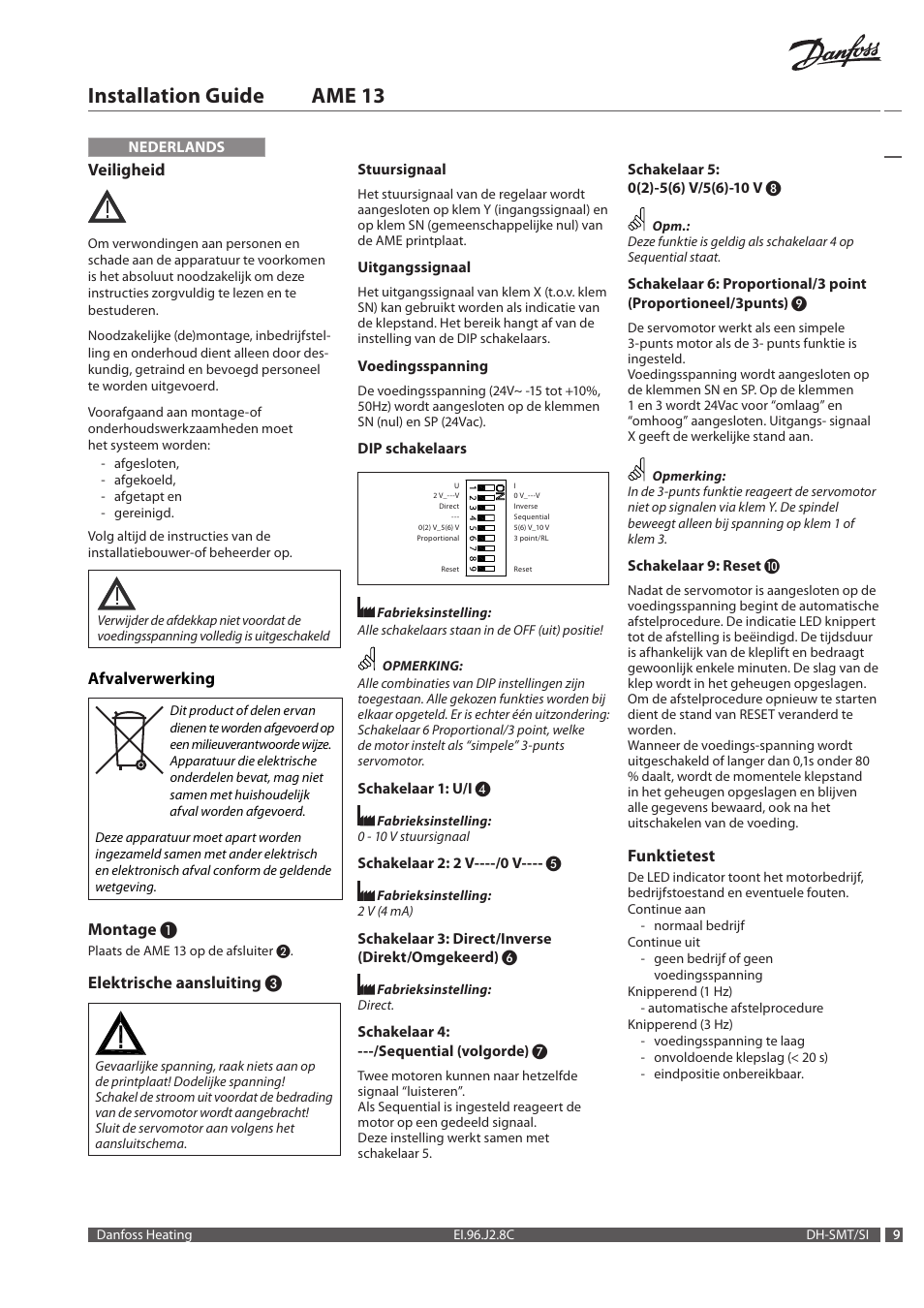 Installation guide ame 13 | Danfoss AME 13 User Manual | Page 9 / 16