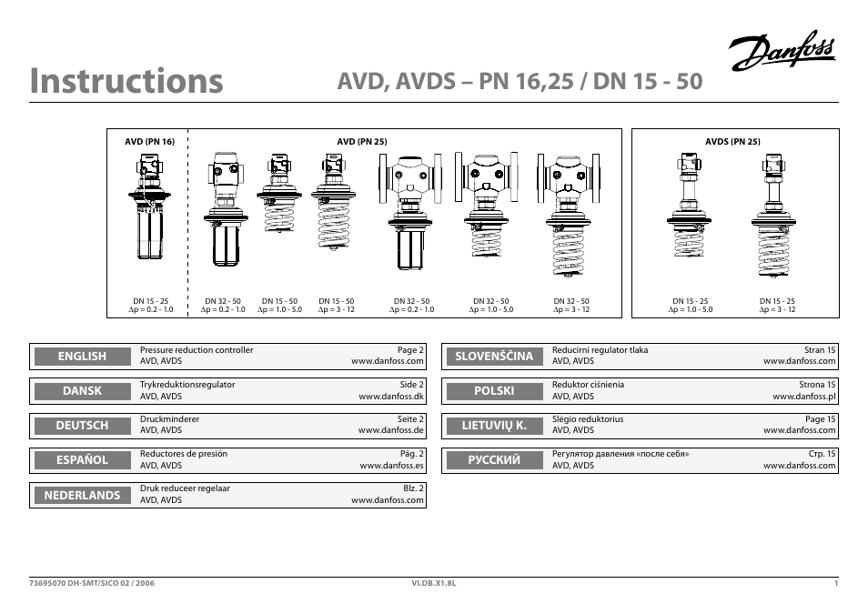 Danfoss AVDS (Generation 2006) User Manual | 28 pages