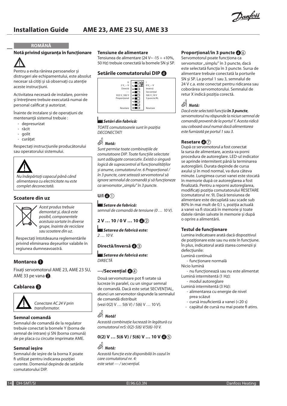 Danfoss AME 23, SU_33 User Manual | Page 14 / 20