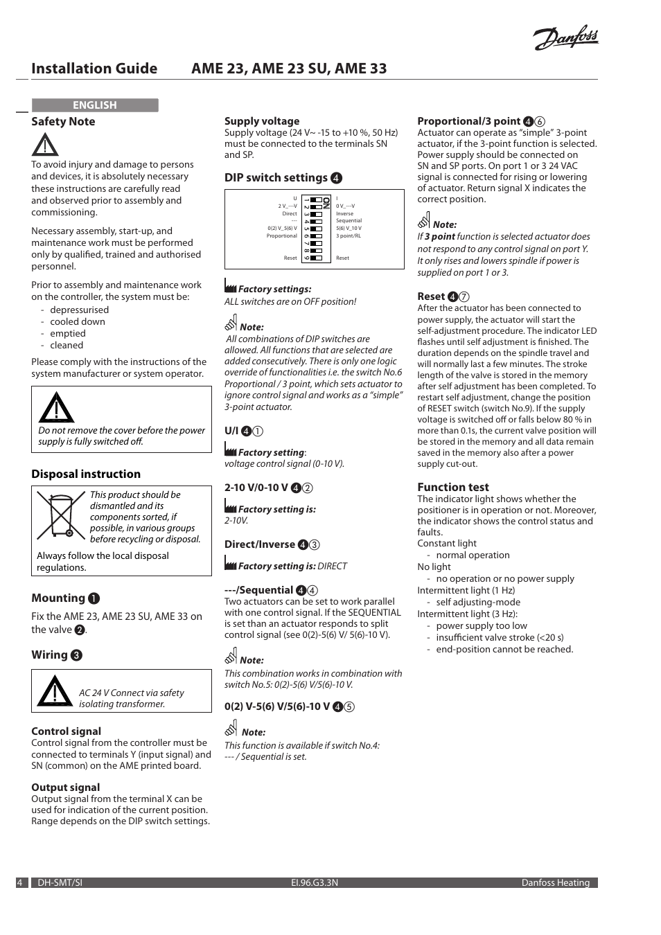 Danfoss AME 23, SU_33 User Manual | Page 4 / 20