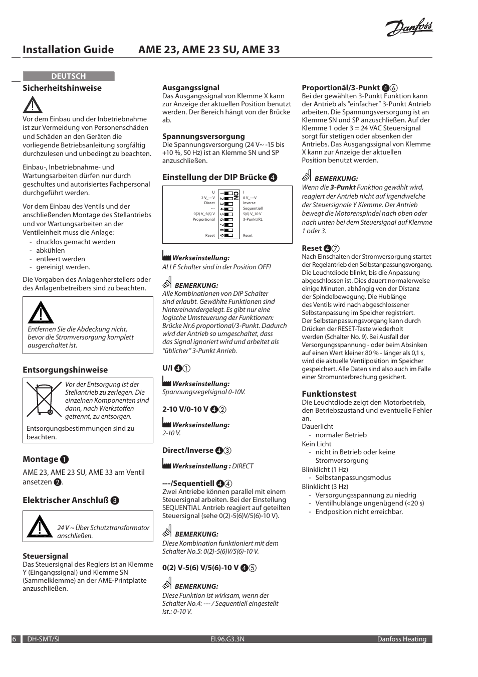 Danfoss AME 23, SU_33 User Manual | Page 6 / 20