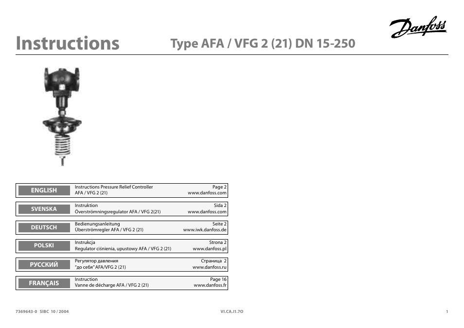 Danfoss VFG 2 User Manual | 29 pages