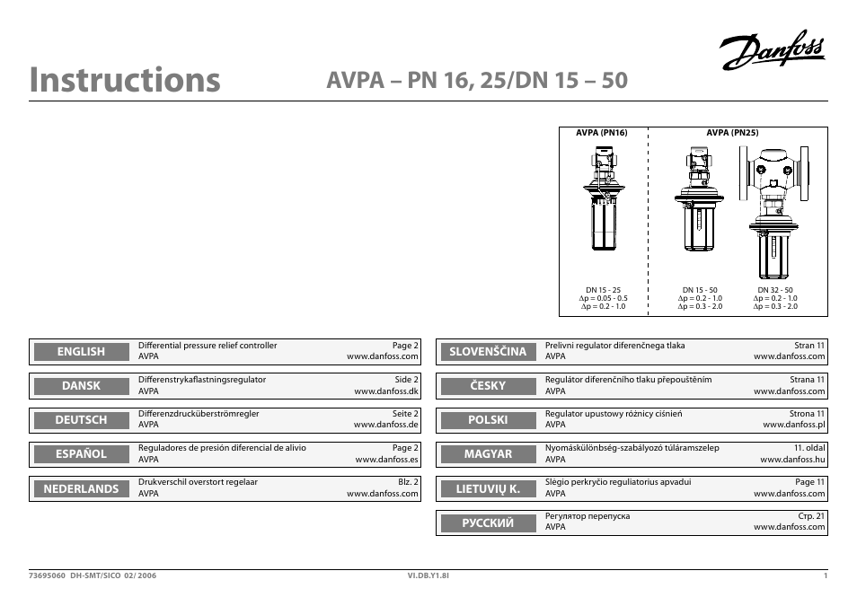 Danfoss AVPA (Generation 2006) User Manual | 29 pages