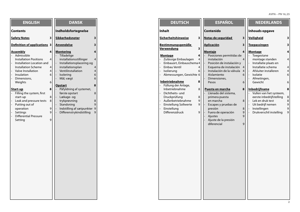Danfoss AVPA (Generation 2006) User Manual | Page 2 / 29