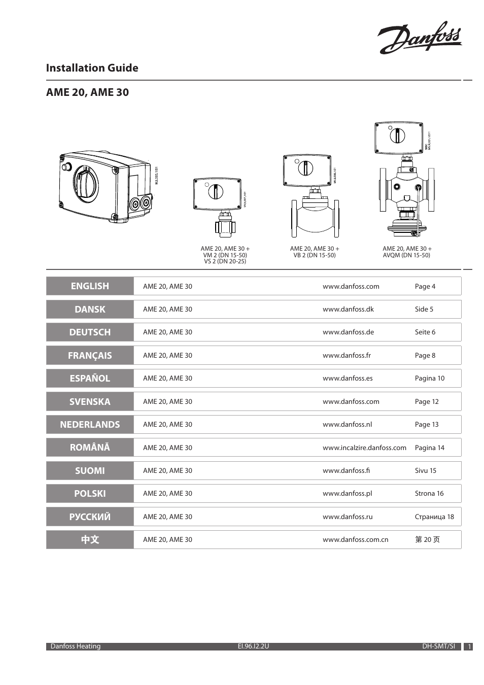 Danfoss AME 30 User Manual | 24 pages