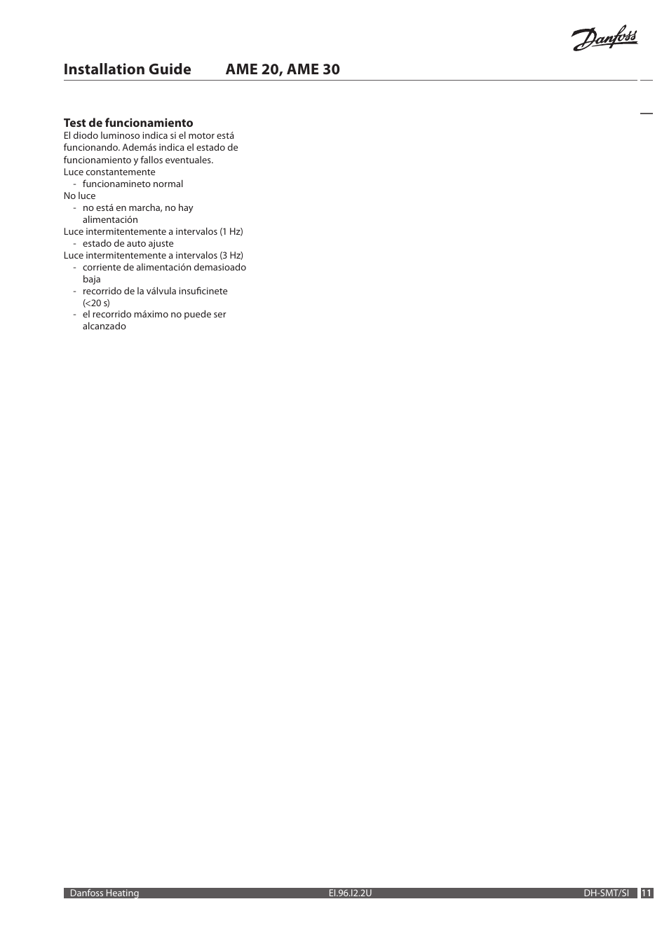 Installation guide ame 20, ame 30 | Danfoss AME 30 User Manual | Page 11 / 24