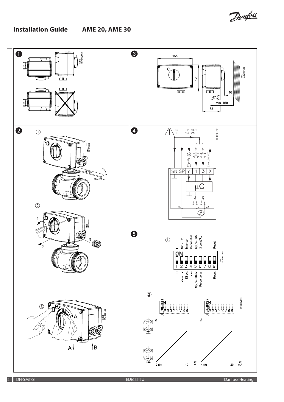 Installation guide ame 20, ame 30 | Danfoss AME 30 User Manual | Page 2 / 24