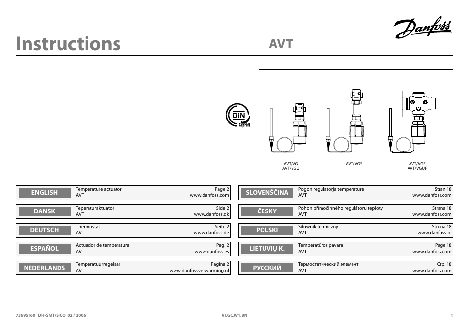 Danfoss AVT (Generation 2006) User Manual | 33 pages