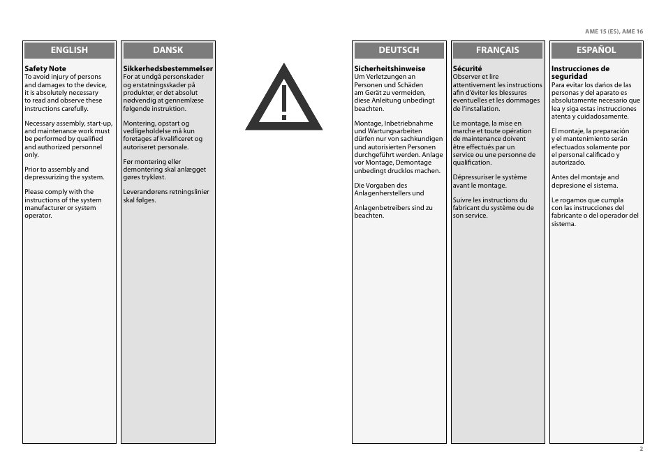 Danfoss AME 16 User Manual | Page 2 / 22