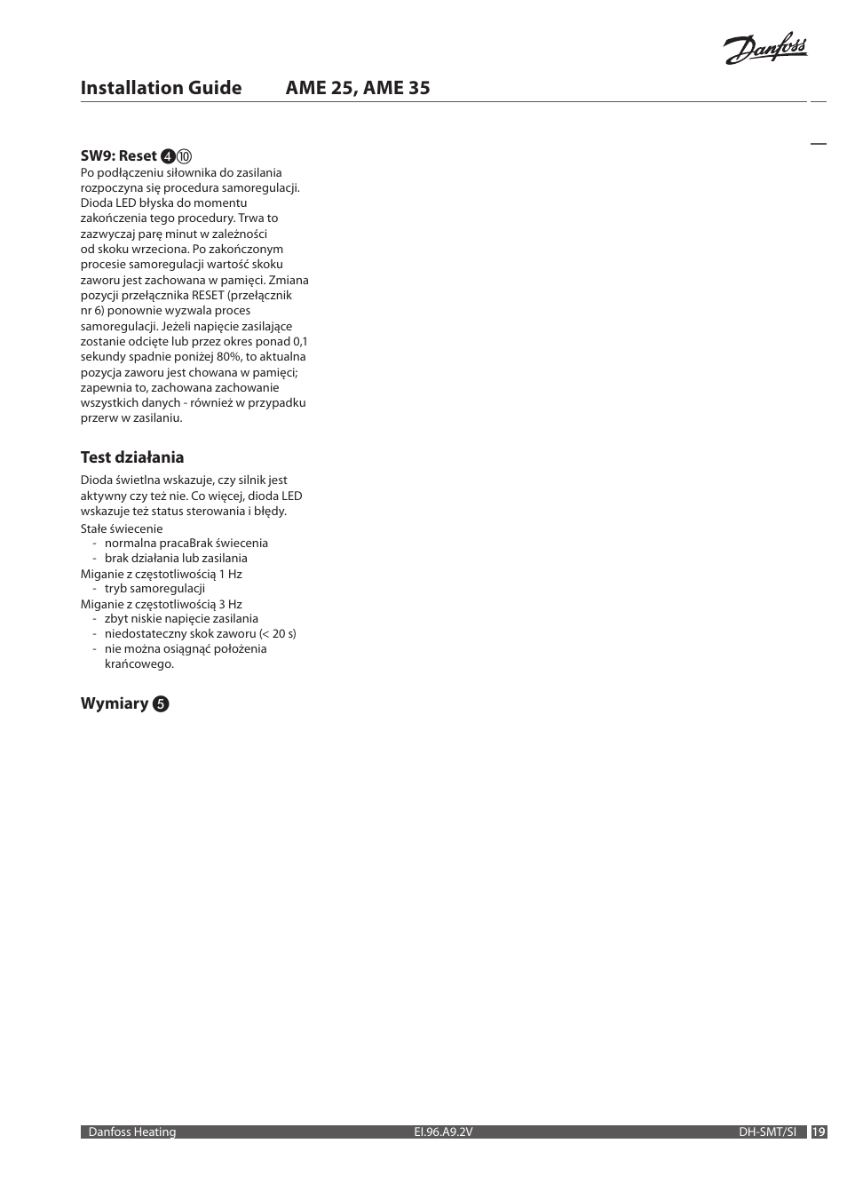 Installation guide ame 25, ame 35 | Danfoss AME 35 User Manual | Page 19 / 28