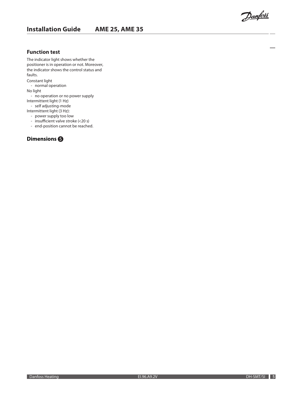 Installation guide ame 25, ame 35 | Danfoss AME 35 User Manual | Page 5 / 28