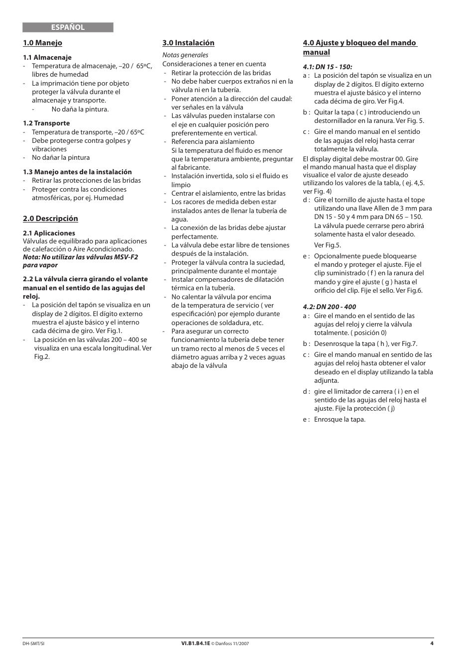 Danfoss MSV-F2 (DN 15-400) User Manual | Page 4 / 16