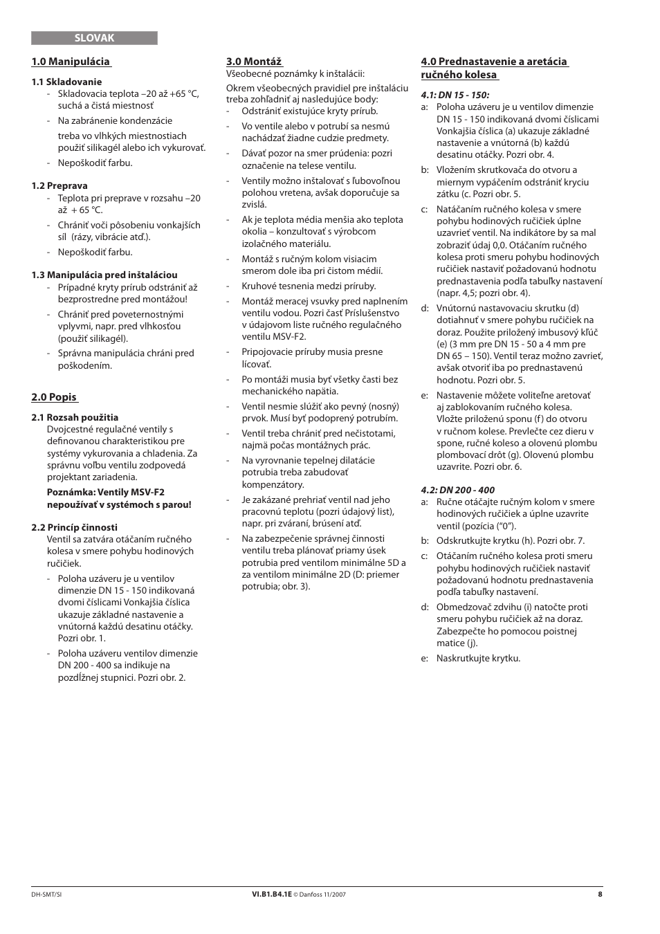 Danfoss MSV-F2 (DN 15-400) User Manual | Page 8 / 16