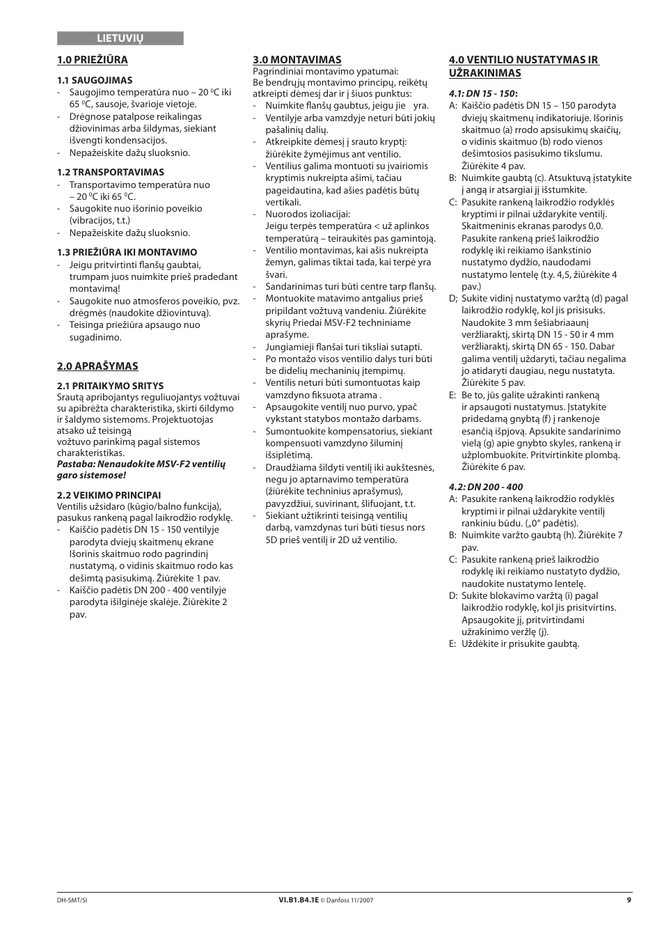 Danfoss MSV-F2 (DN 15-400) User Manual | Page 9 / 16