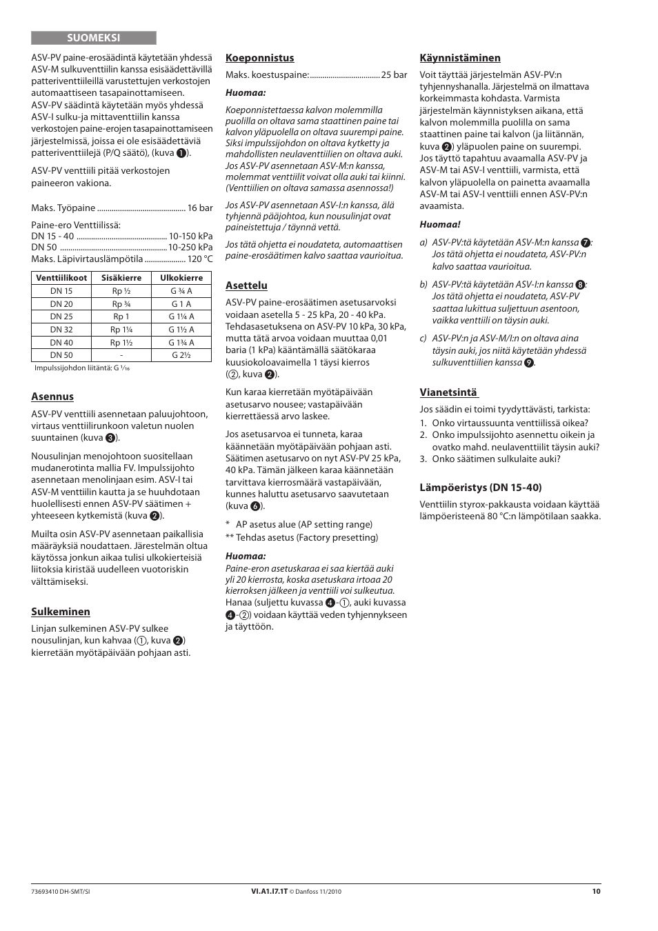 Danfoss ASV-PV DN 15-50 (I) User Manual | Page 10 / 24