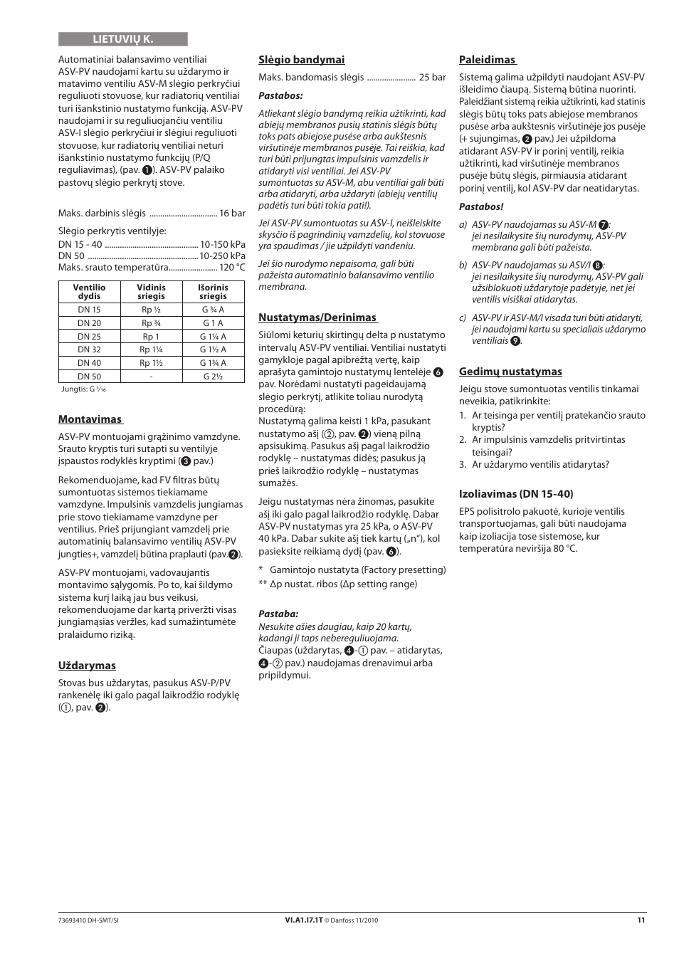 Danfoss ASV-PV DN 15-50 (I) User Manual | Page 11 / 24