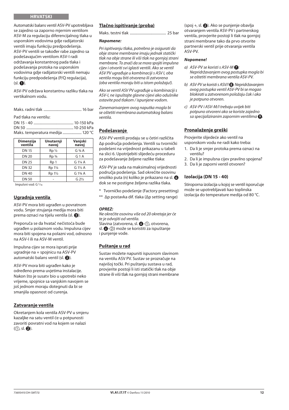 Danfoss ASV-PV DN 15-50 (I) User Manual | Page 12 / 24