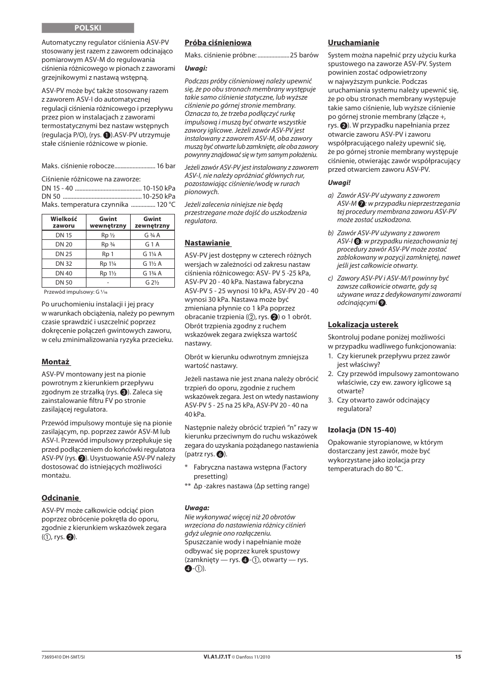 Danfoss ASV-PV DN 15-50 (I) User Manual | Page 15 / 24