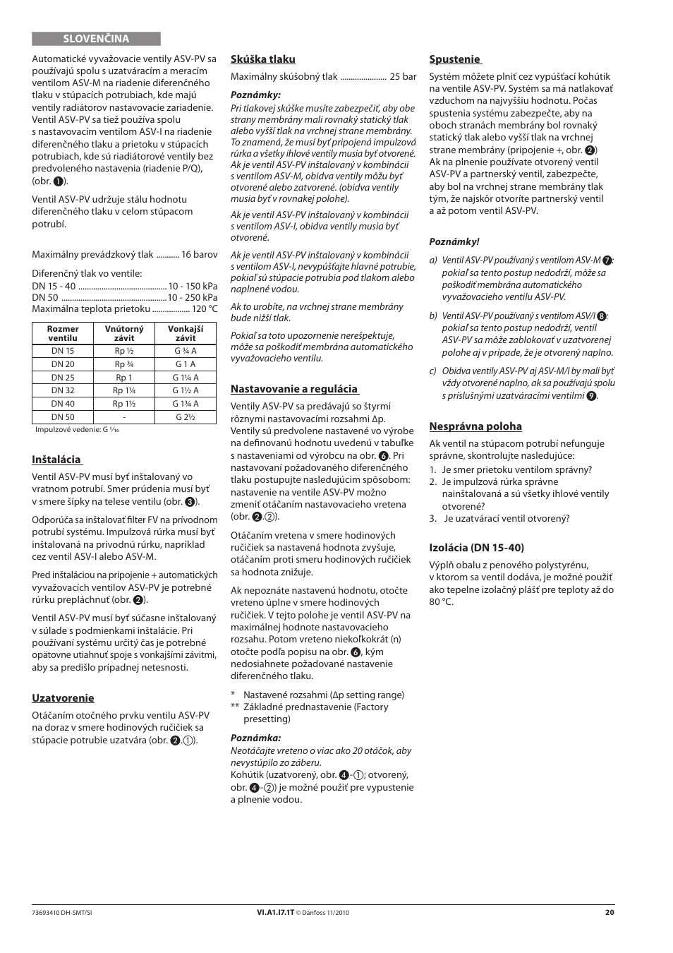 Danfoss ASV-PV DN 15-50 (I) User Manual | Page 20 / 24