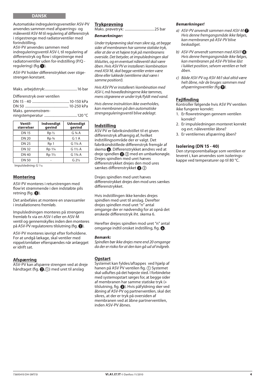 Danfoss ASV-PV DN 15-50 (I) User Manual | Page 4 / 24
