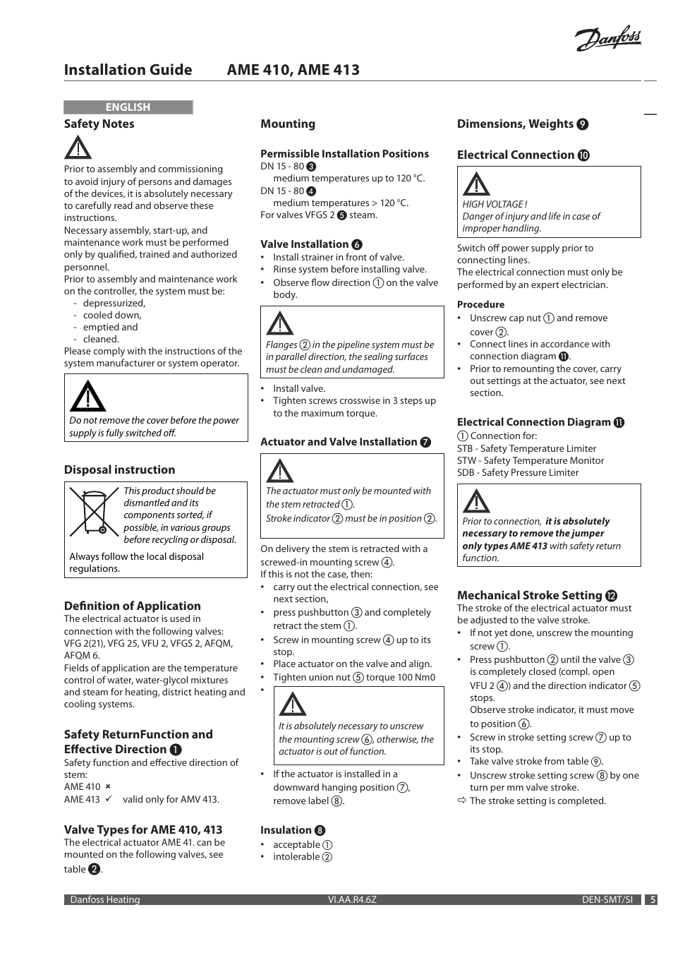 Danfoss AME 413 User Manual | Page 5 / 20