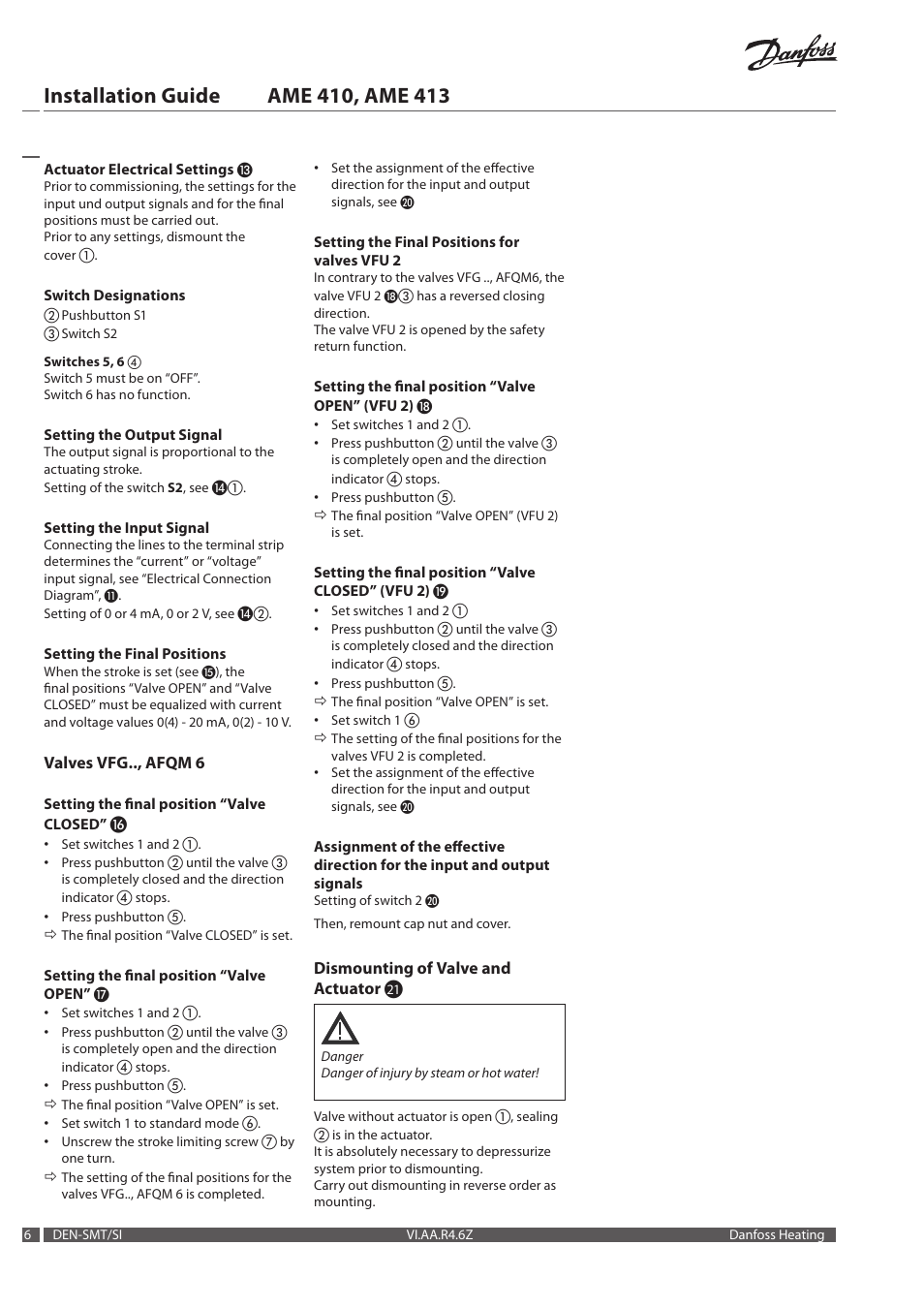 Danfoss AME 413 User Manual | Page 6 / 20