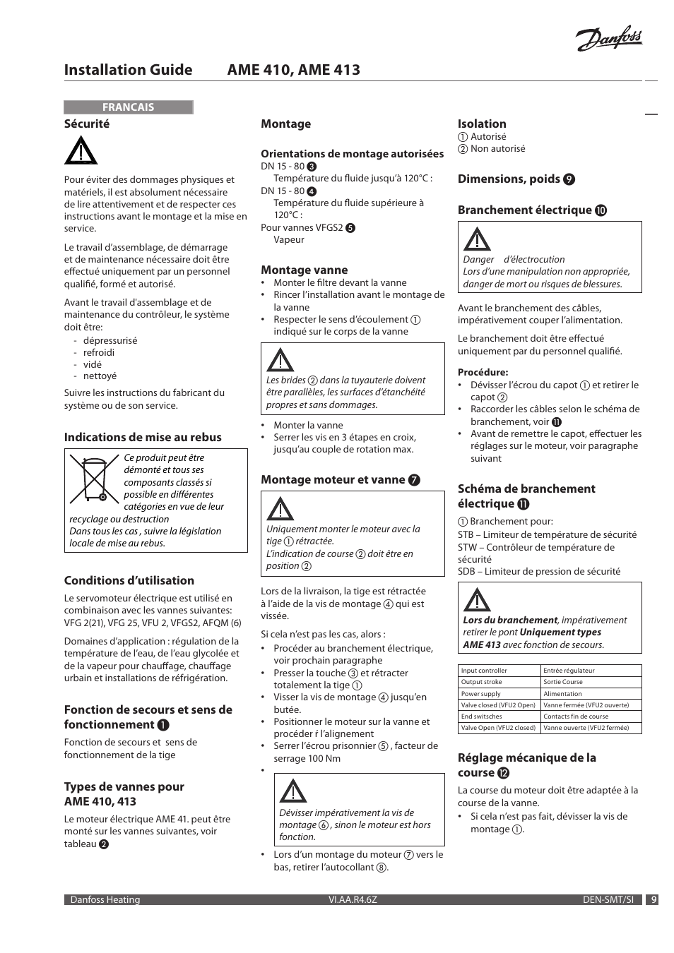 Danfoss AME 413 User Manual | Page 9 / 20