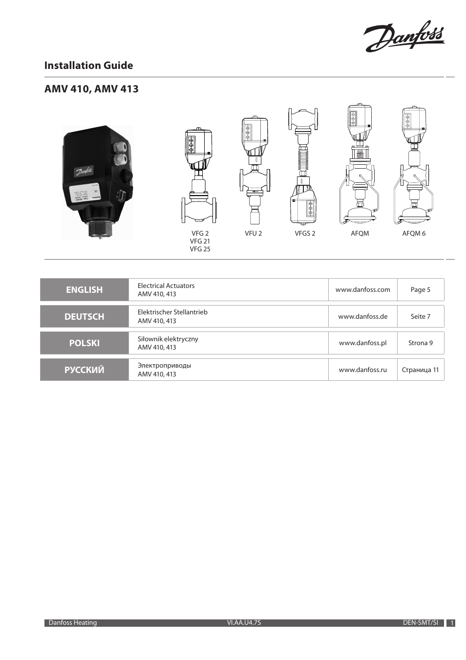 Danfoss AMV 413 User Manual | 12 pages