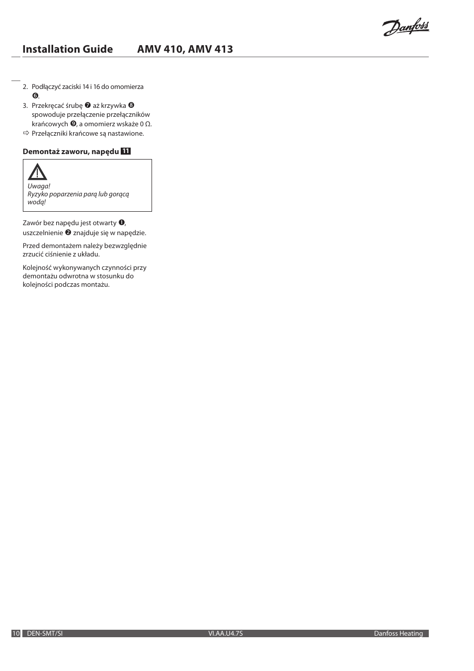 Danfoss AMV 413 User Manual | Page 10 / 12