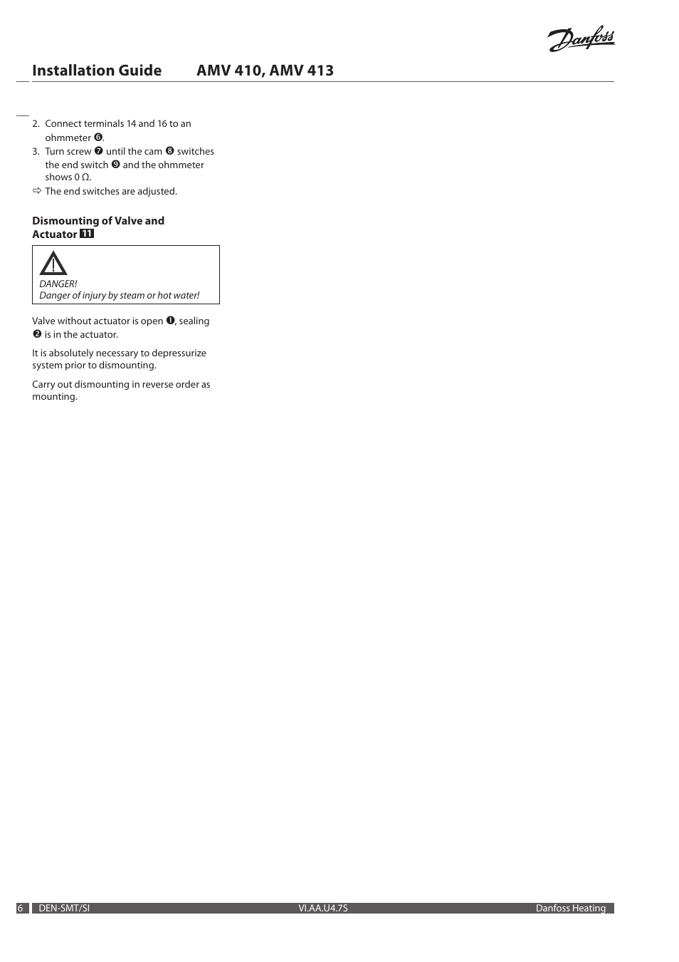 Danfoss AMV 413 User Manual | Page 6 / 12