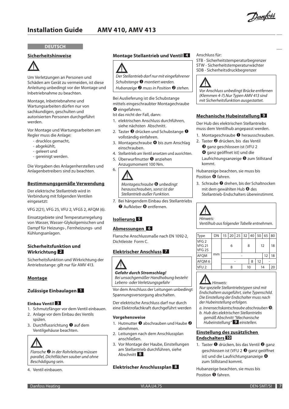 Danfoss AMV 413 User Manual | Page 7 / 12