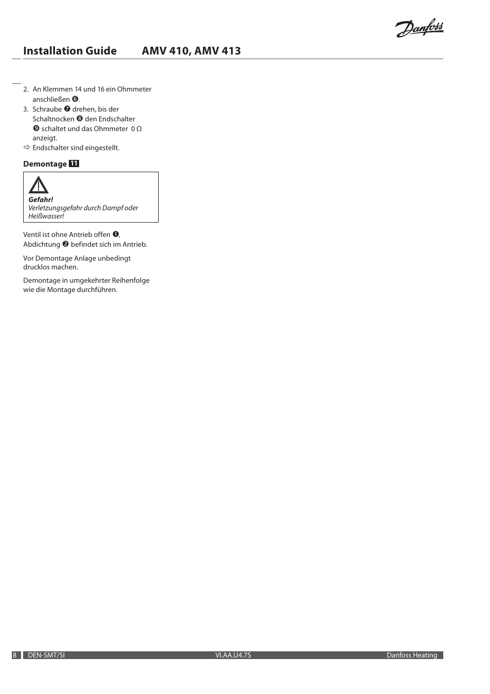Danfoss AMV 413 User Manual | Page 8 / 12