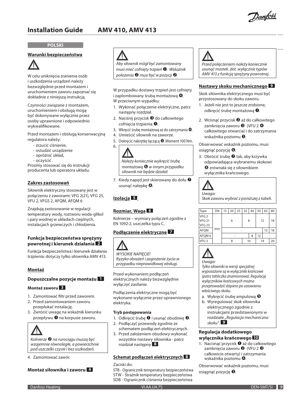 Danfoss AMV 413 User Manual | Page 9 / 12