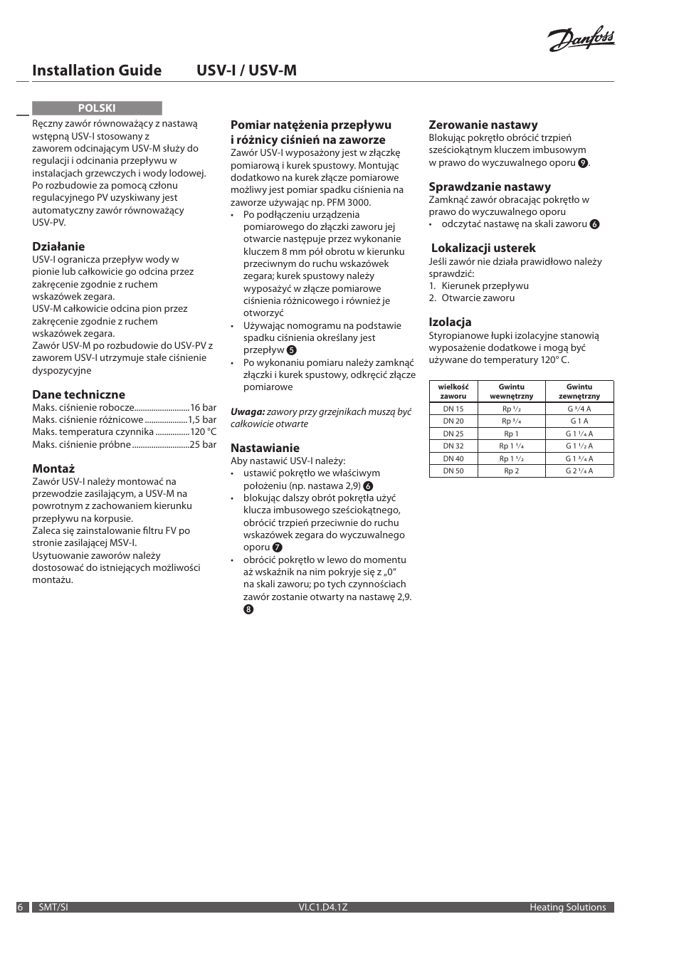 Installation guide usv-i / usv-m | Danfoss USV-M User Manual | Page 6 / 8