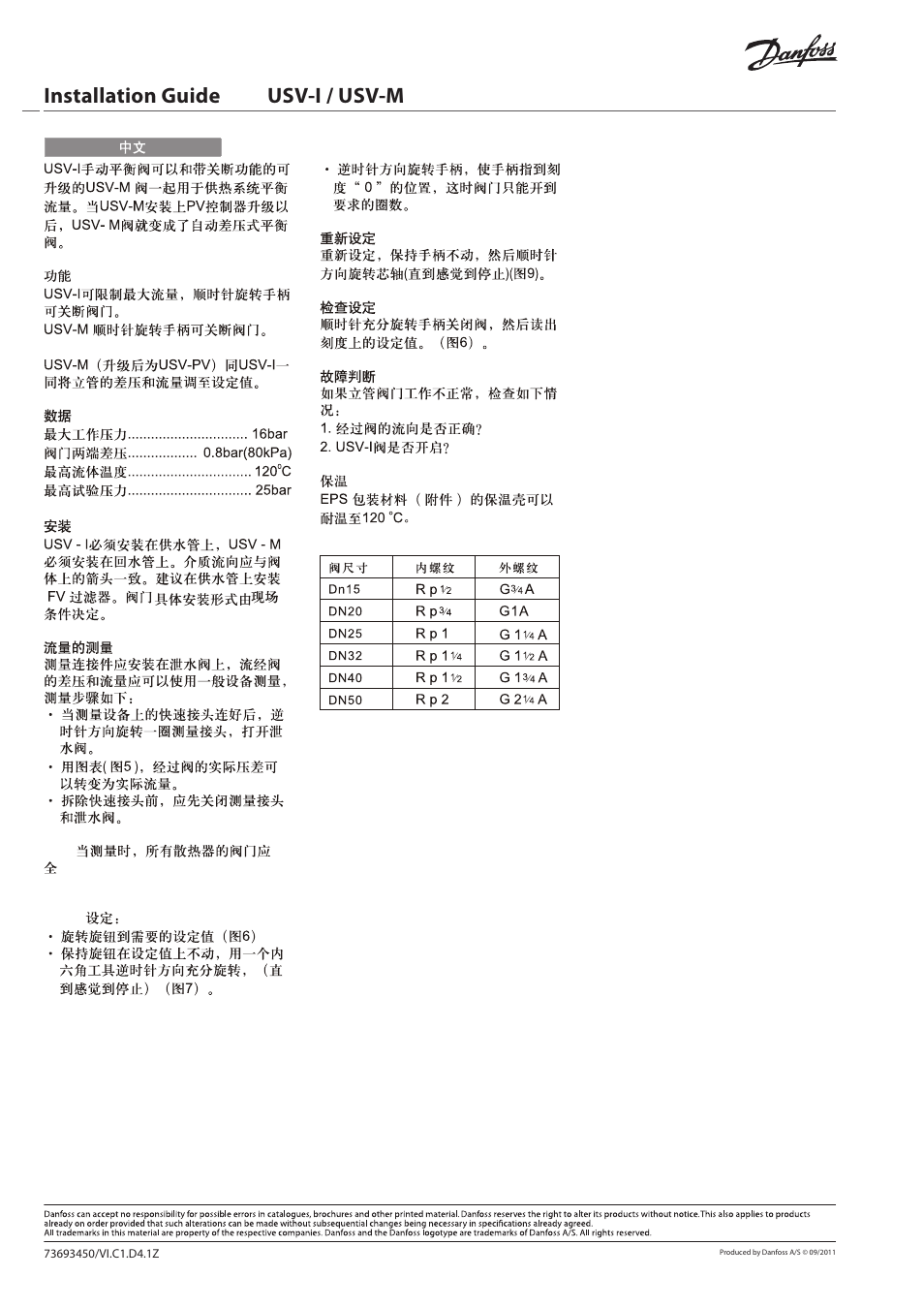 Installation guide usv-i / usv-m | Danfoss USV-M User Manual | Page 8 / 8