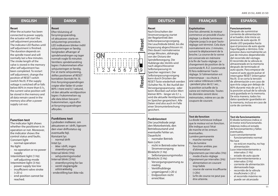 Français español deutsch dansk english | Danfoss AME 25 SU_SD User Manual | Page 11 / 22