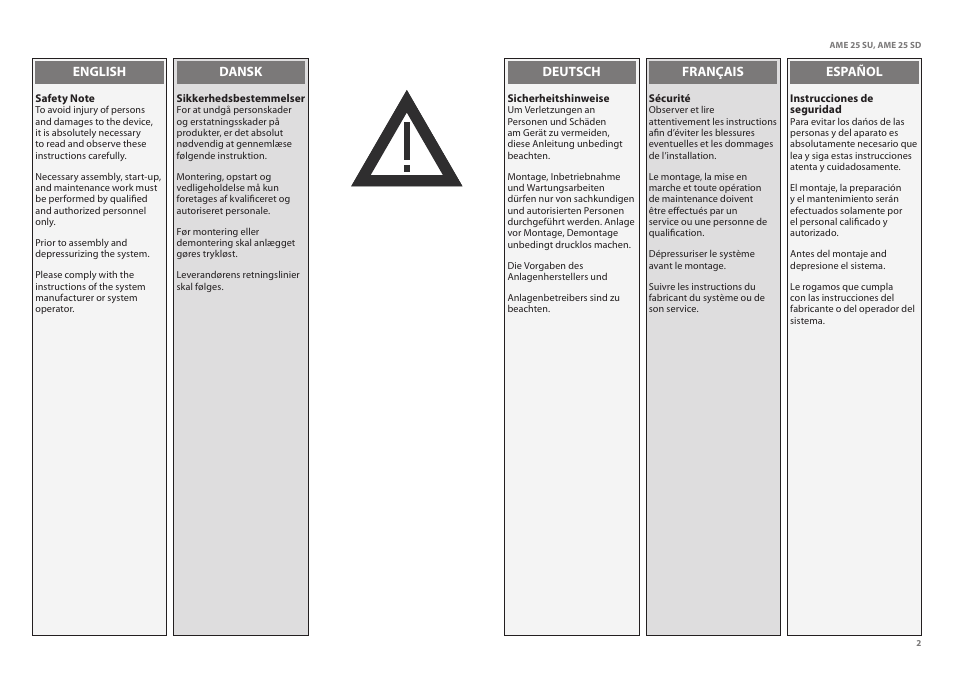 Danfoss AME 25 SU_SD User Manual | Page 2 / 22