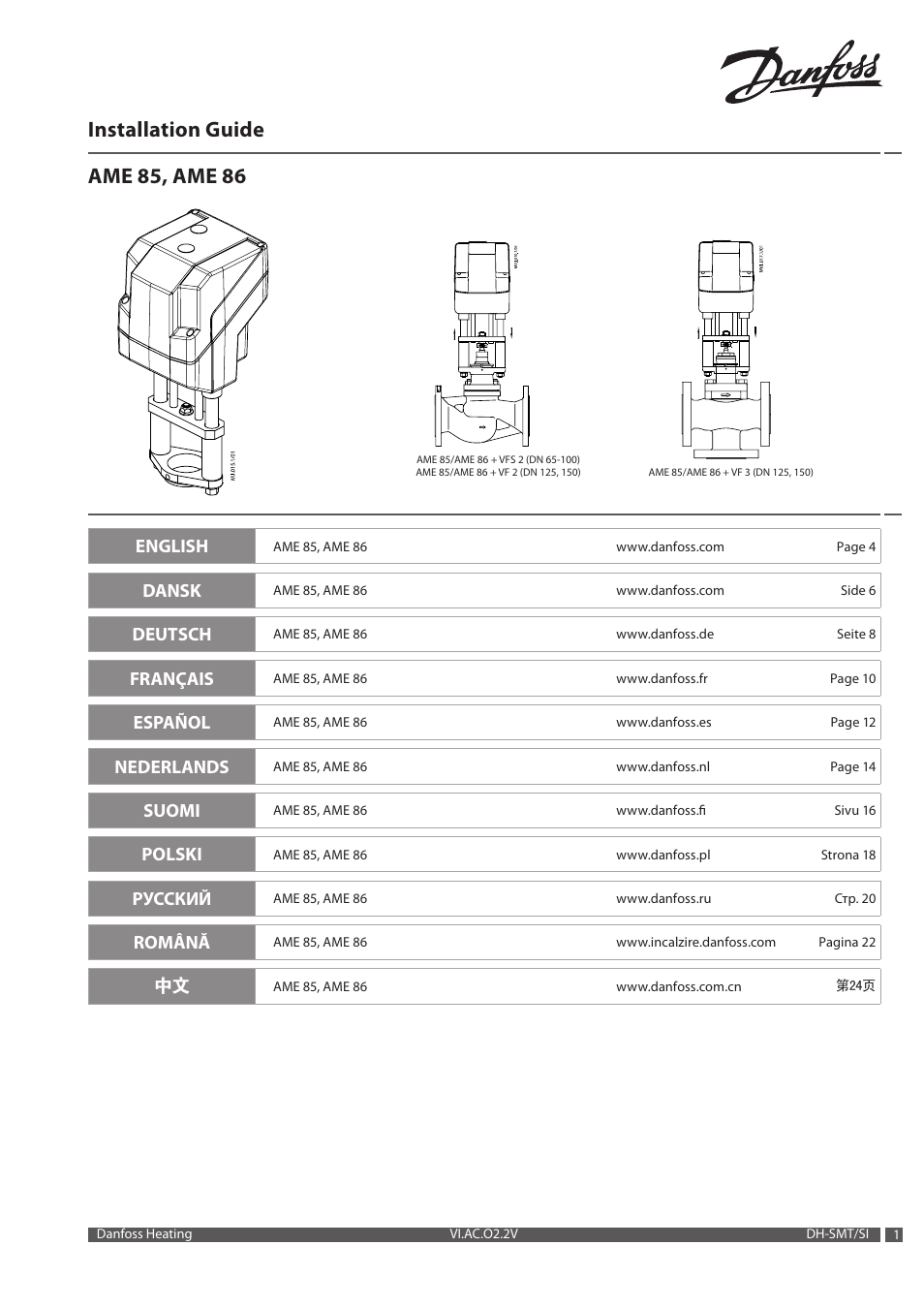 Danfoss AME 86 User Manual | 24 pages