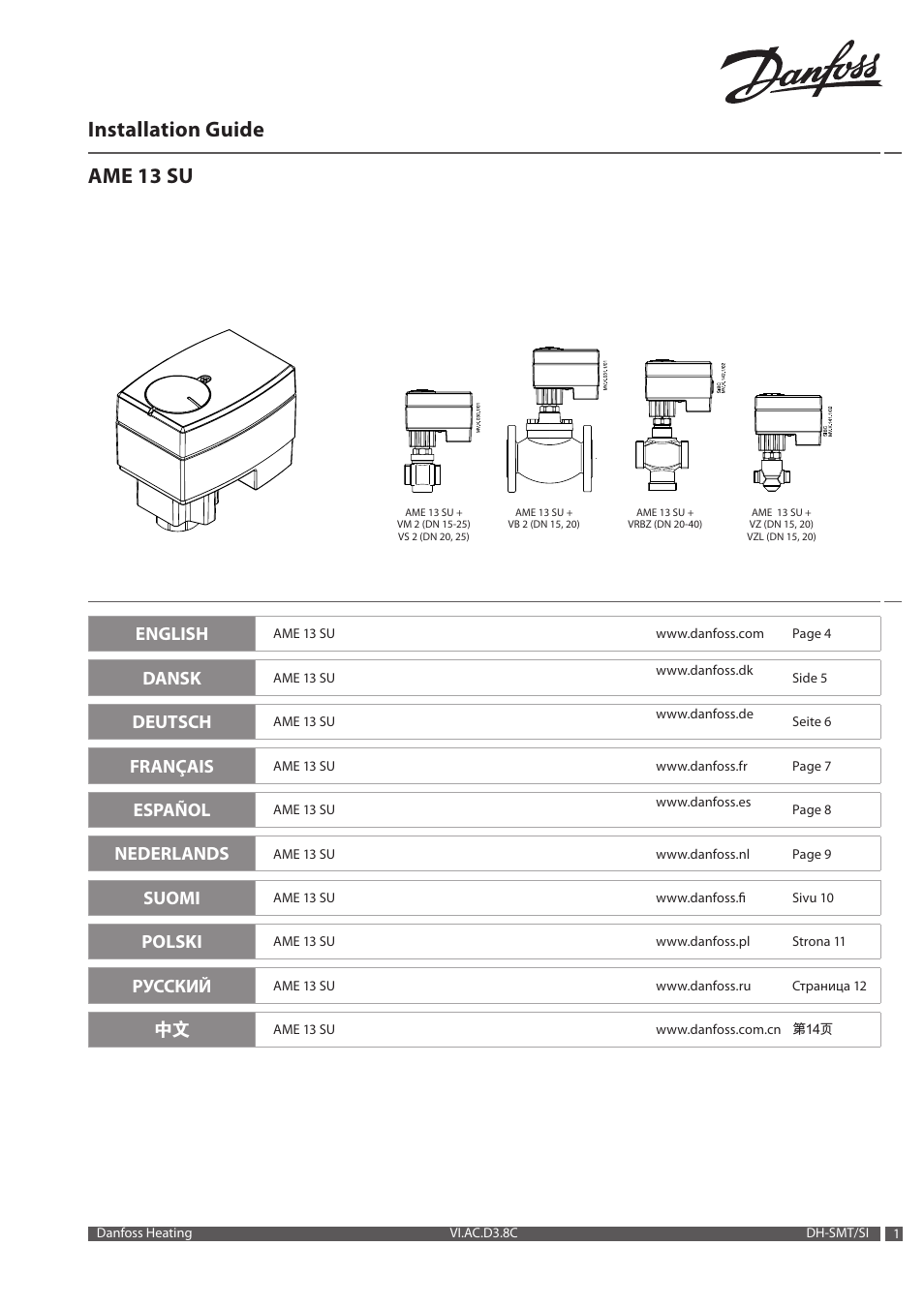 Danfoss AME 13 SU (new DIP switch) User Manual | 16 pages