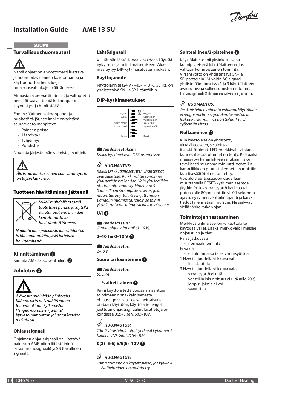 Installation guide ame 13 su | Danfoss AME 13 SU (new DIP switch) User Manual | Page 10 / 16