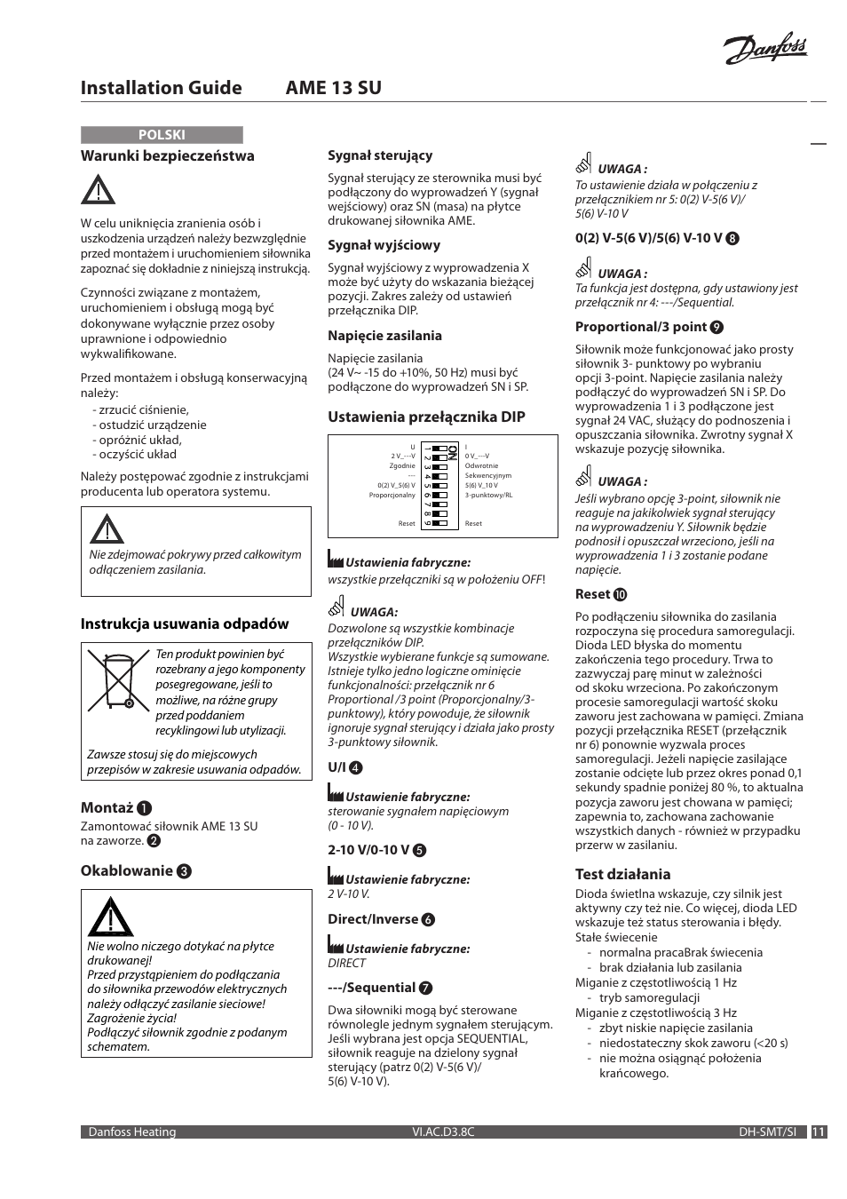 Installation guide ame 13 su | Danfoss AME 13 SU (new DIP switch) User Manual | Page 11 / 16
