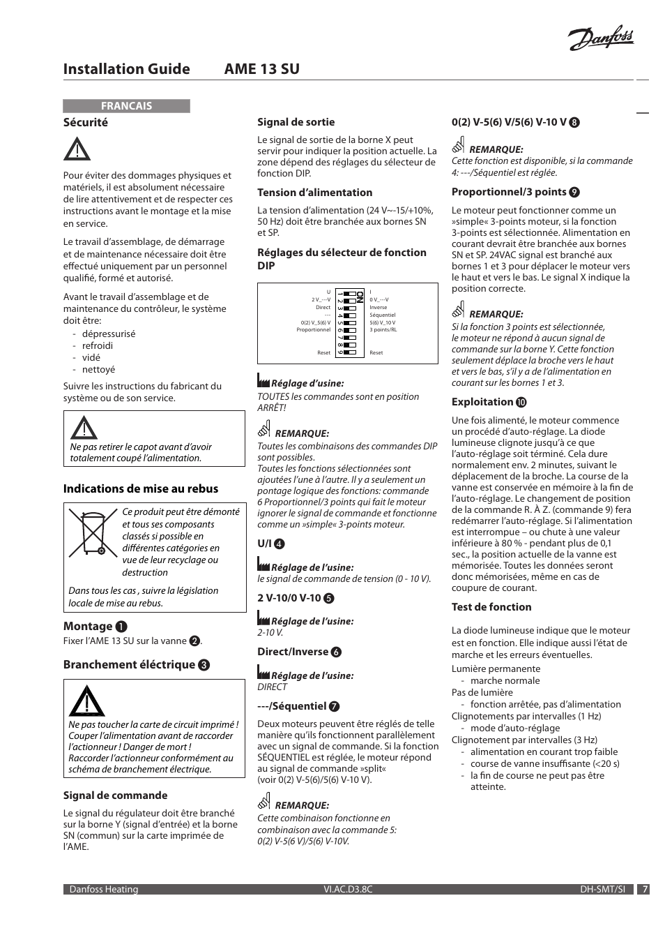 Installation guide ame 13 su | Danfoss AME 13 SU (new DIP switch) User Manual | Page 7 / 16