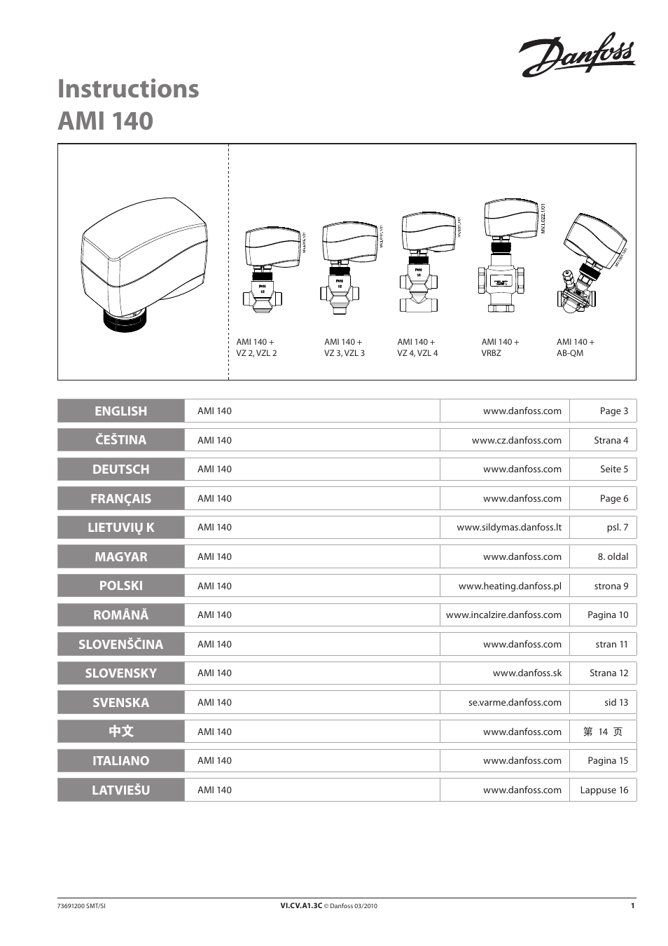 Danfoss AMI 140 User Manual | 20 pages