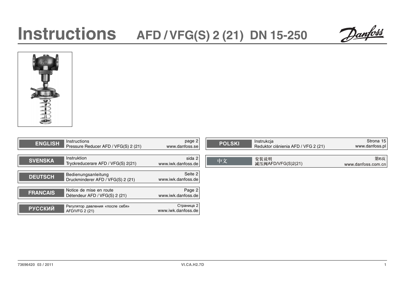 Danfoss VFG User Manual | 28 pages