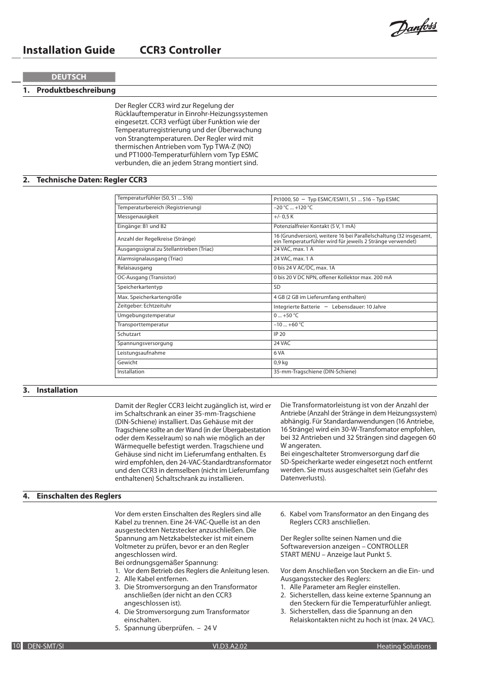 Installation guide ccr3 controller | Danfoss CCR3 Controller User Manual | Page 10 / 22