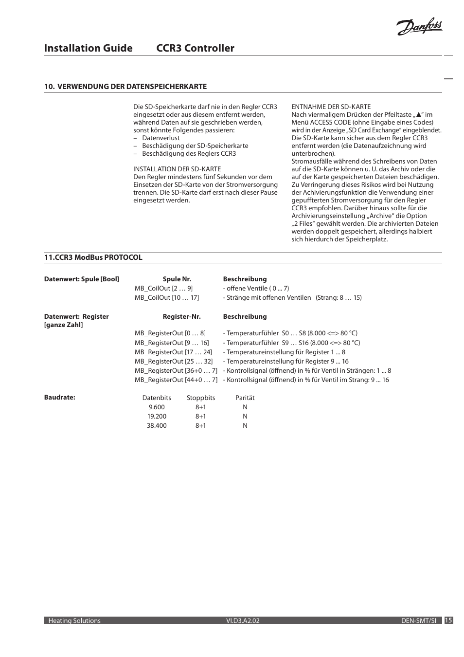 Installation guide ccr3 controller | Danfoss CCR3 Controller User Manual | Page 15 / 22