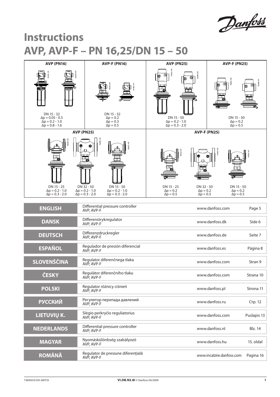 Danfoss AVP-F (Generation 2006) User Manual | 20 pages